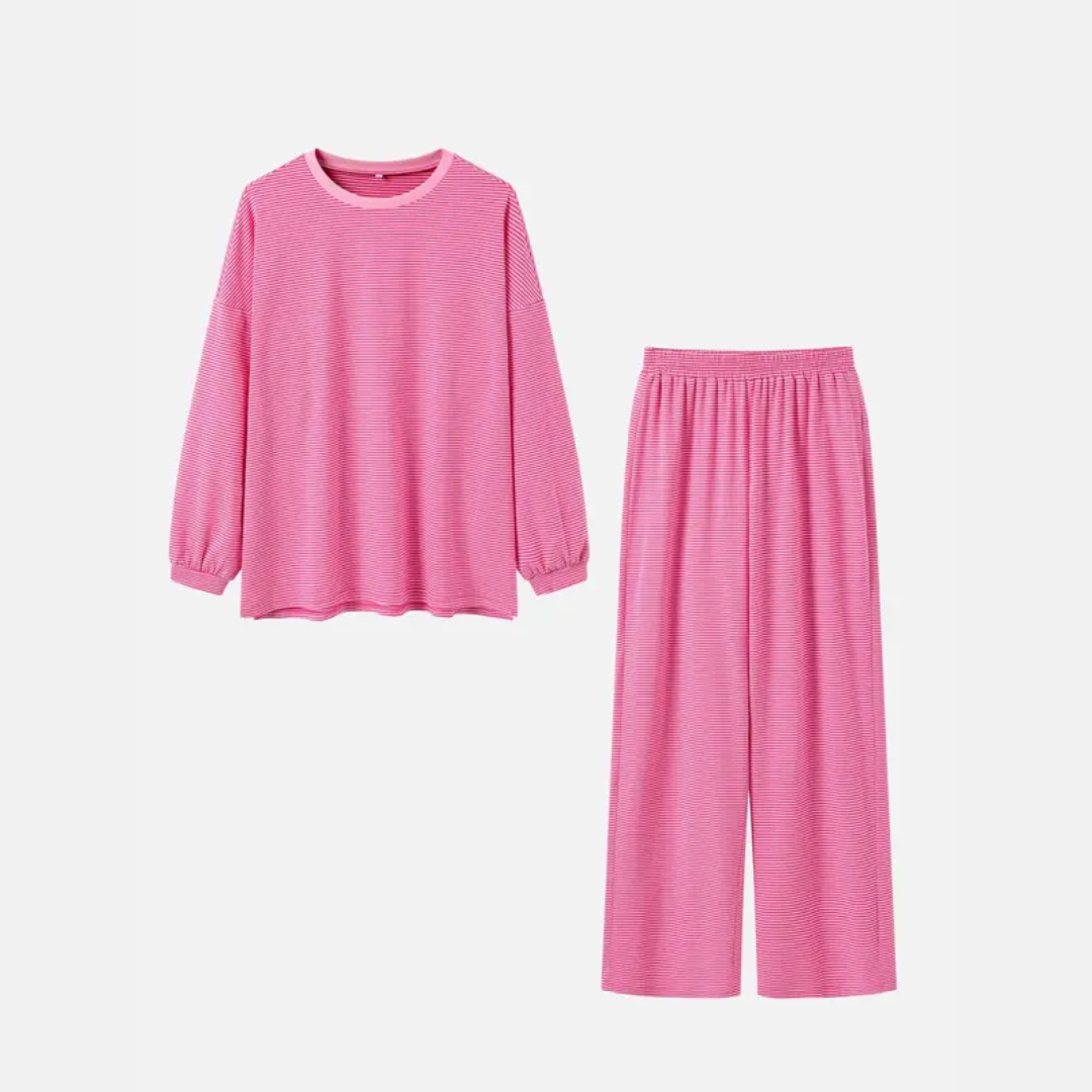 Women's Pyjamas Sets Oversized Wide Leg Striped Two Piece Set - 5
