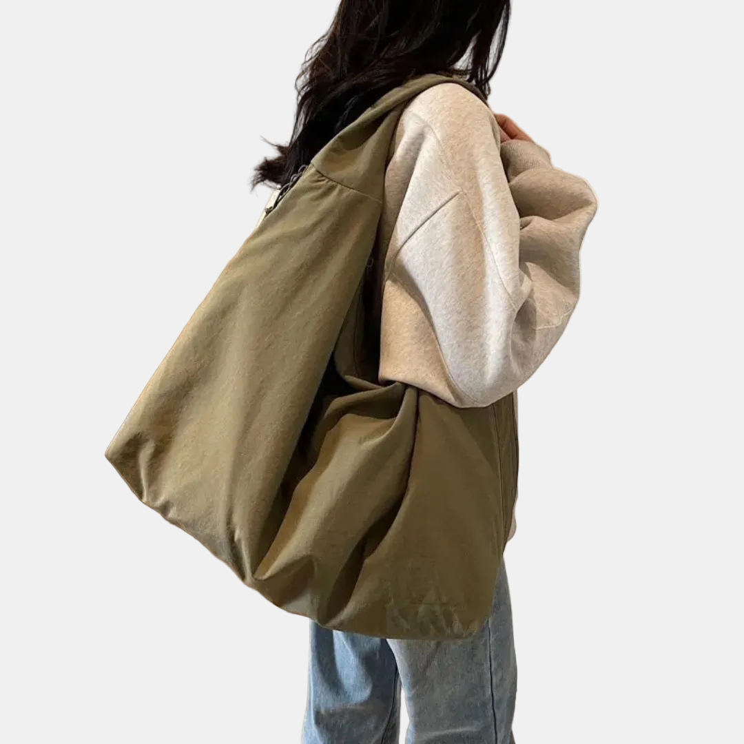 Women's Slouchy Hobo Shoulder Bag with Triple Zip Pockets - 8