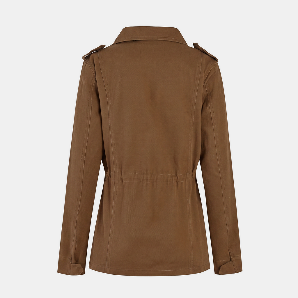 Women's Utility Cargo Jacket with Multi Pocket Drawstring Waist - 9