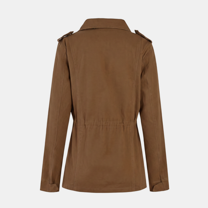 Women's Utility Cargo Jacket with Multi Pocket Drawstring Waist - 9