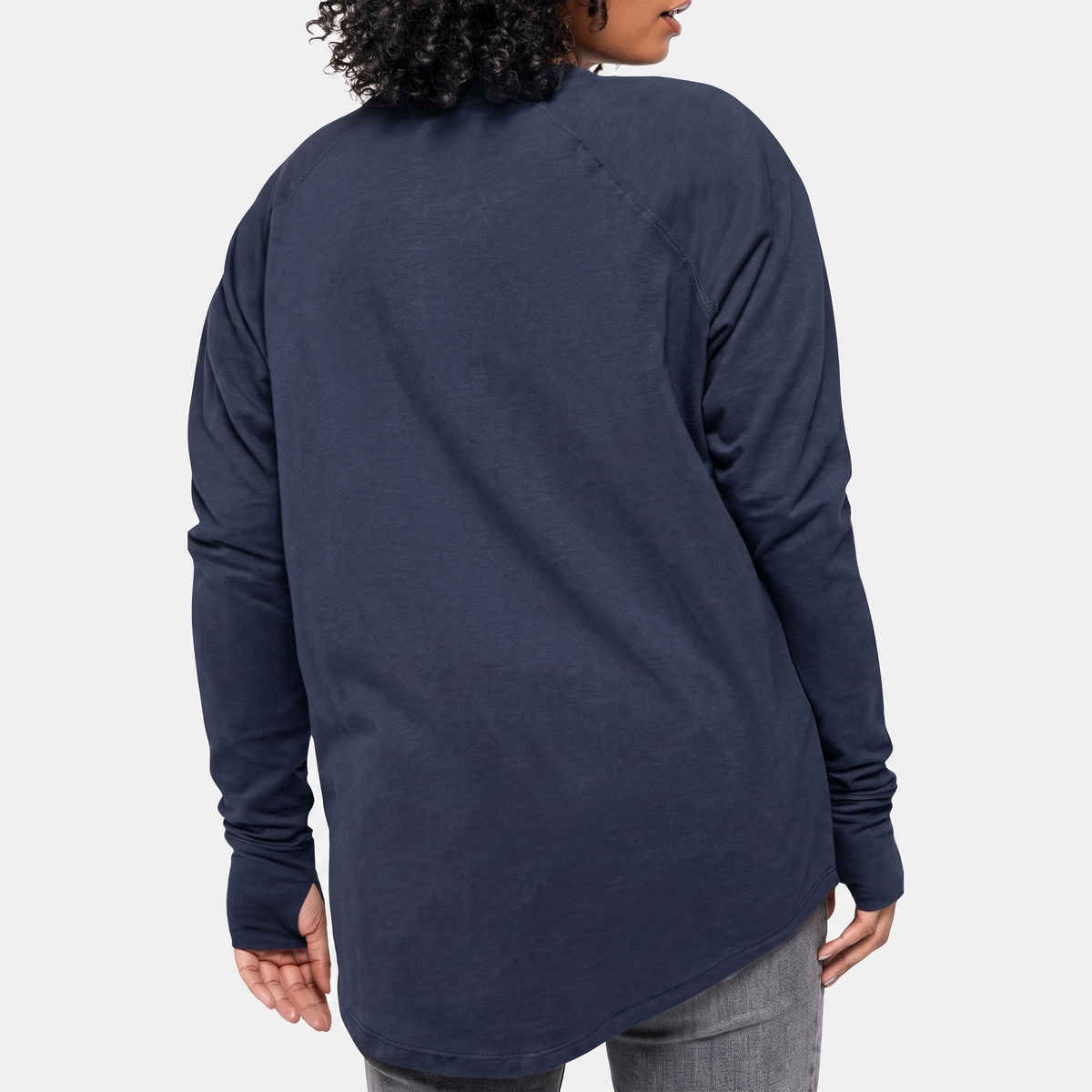 Women's Crewneck Thumb Hole Oversized Tunic Top - 10