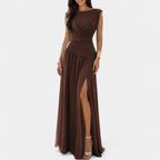 Women's French Ruched Sleeveless Formal Gown - 8