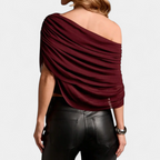 Women's Sultry Cape-Style Ruched Blouse - 9