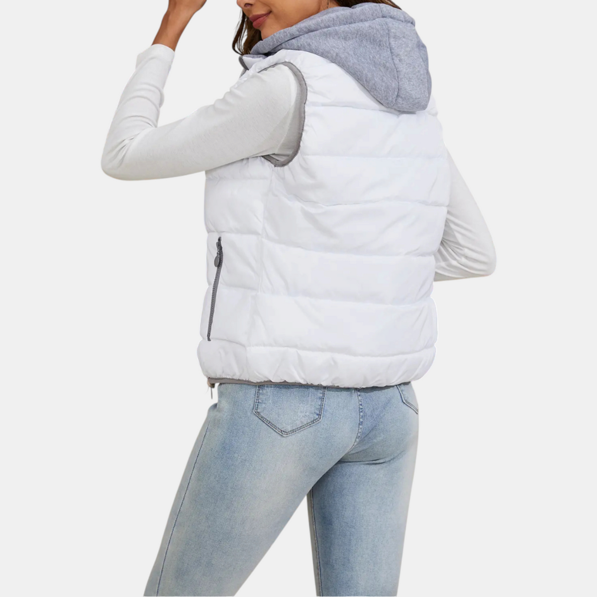 Women's Hooded Puffer Gilet Sleeveless Quilted Zip Up Gilet - 6