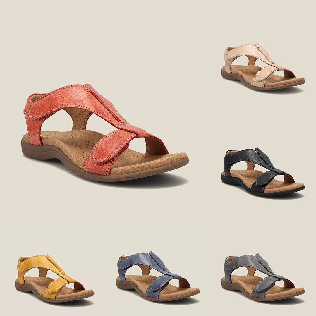 Women's Sandals with Adjustable T-Strap and Cushioned Footbed - 10