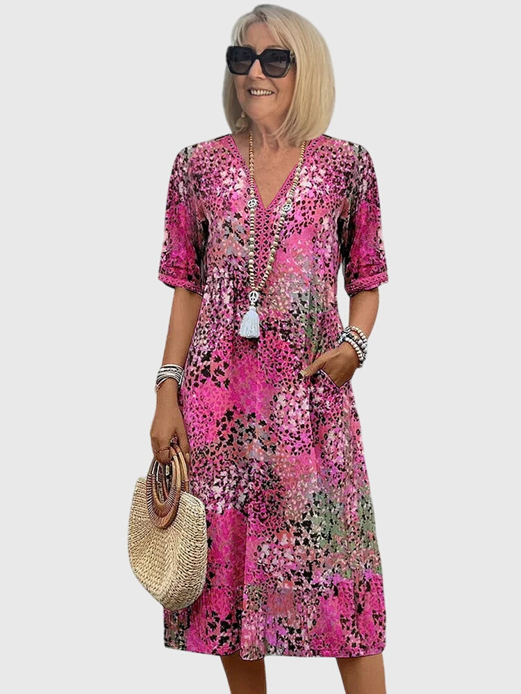 Bella | Elegant Floral Midi Dress - Blush Pink (Almost sold out)