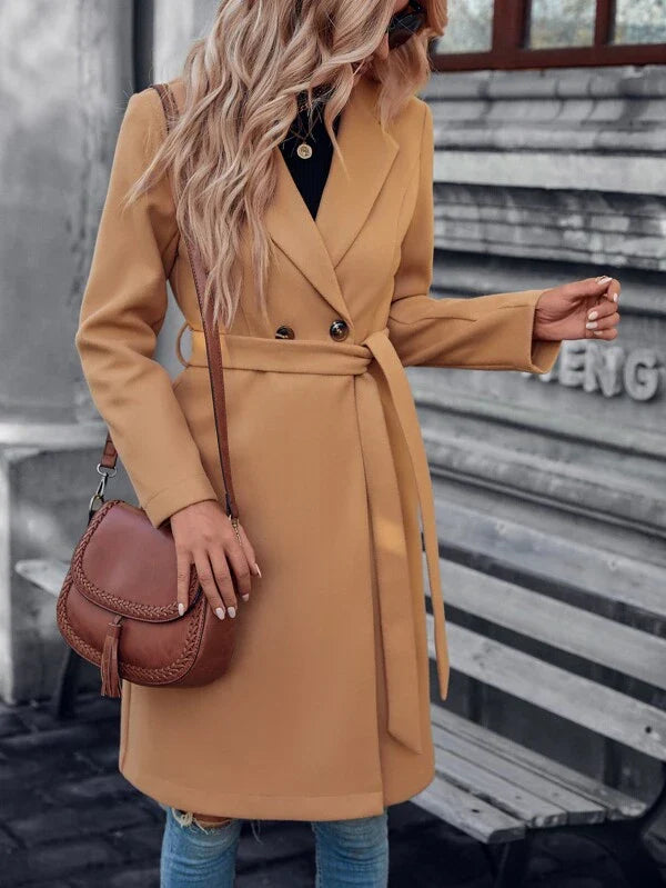 Women's Padded Coat with A-Line Silhouette and Double Buttons - 5