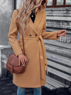 Women's Padded Coat with A-Line Silhouette and Double Buttons - 5