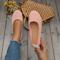 Women's Slip-On Flats with Stretch Knit Upper and Cushioned Sole - Pink