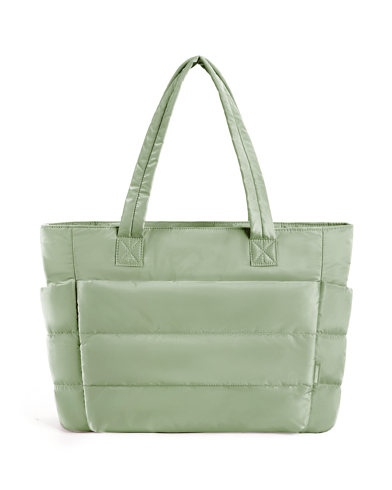 Women's Quilted Tote Bag with Padded Shoulder Straps - Green
