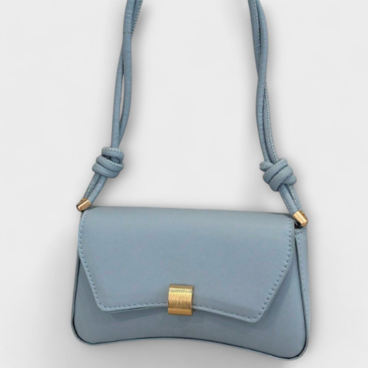 Women's Shoulder Bag with Structured Flap and Slim Strap - 6