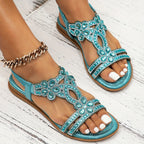Women's Sandals with Adjustable Straps and Jewelled Embellishment - 7