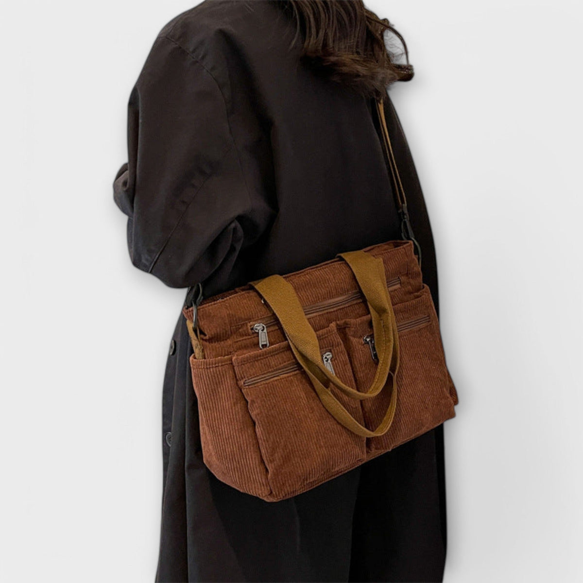 Women's Tote Bag with Multiple Pockets and Top Handles - 14