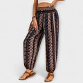 Women's Trousers with Ethnic Print - Pink