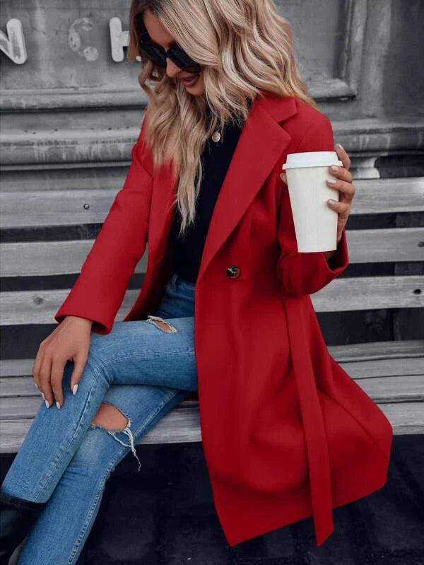 Women's Padded Coat with A-Line Silhouette and Double Buttons - 8