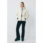 Women's Ski Jacket with Detachable Hood, Belted Fitted Waist - 5