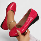 Women's Wedge Shoes with Square Toe and Textured Finish - 5
