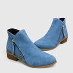 Women's Ankle Boots with Side Zip and Block Heel - 6