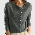Women's Cardigan Long Sleeve with Button-Down Front and Collar - Grey