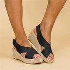 Women's Espadrille Wedge Sandals with Crossover Straps - 8