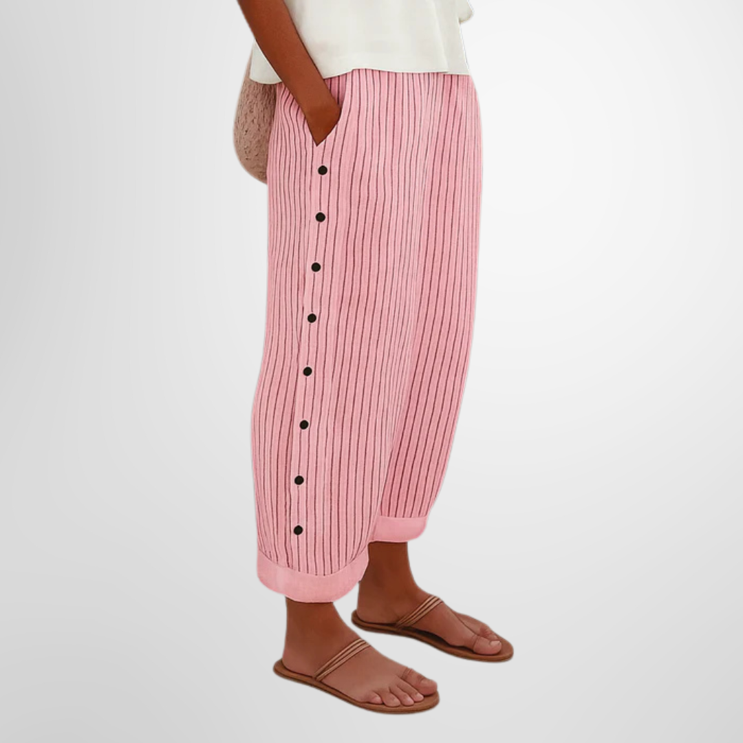 Women's Wide-Leg Trousers with Elasticated Waistband - Red