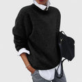 Women's Jumper with Mock Neck and Relaxed Fit - Black