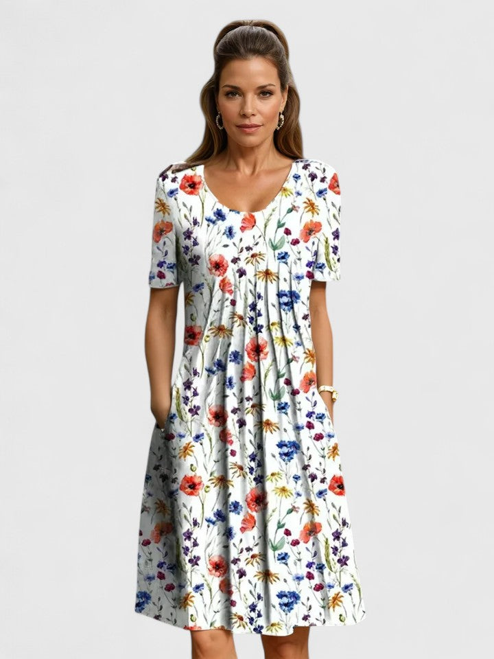 Valorynn | Elegant Dress - Red Flowers