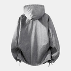 Women's Washed Denim Quarter Zip Oversized Hoodie - 7
