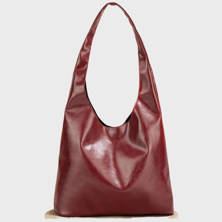 Women's Tote Bag with Shoulder Strap and Slouchy Silhouette - Red