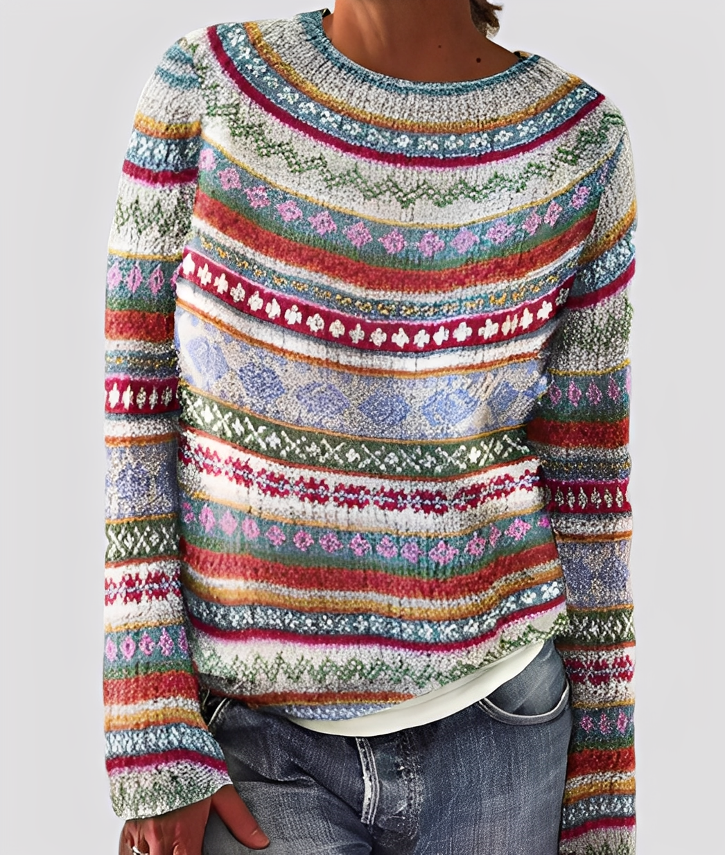 Women's Marled Crew Neck Jumper Relaxed Fit - White