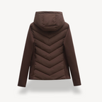Women's Chevron Quilted Jacket with Hood - 5