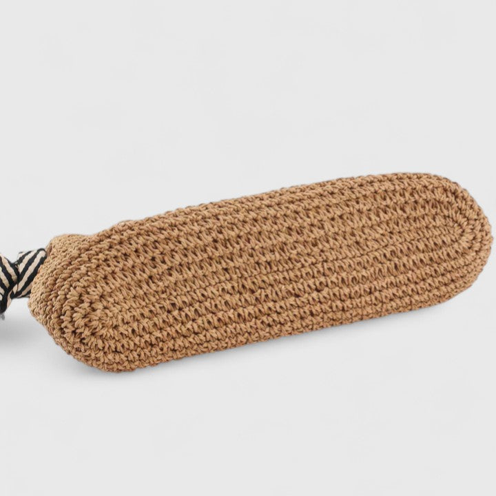 Women's Woven Shoulder Bag with Contrast Straps - 5