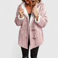 Women's Hooded Duffle Coat with Toggle Fastening - Pink