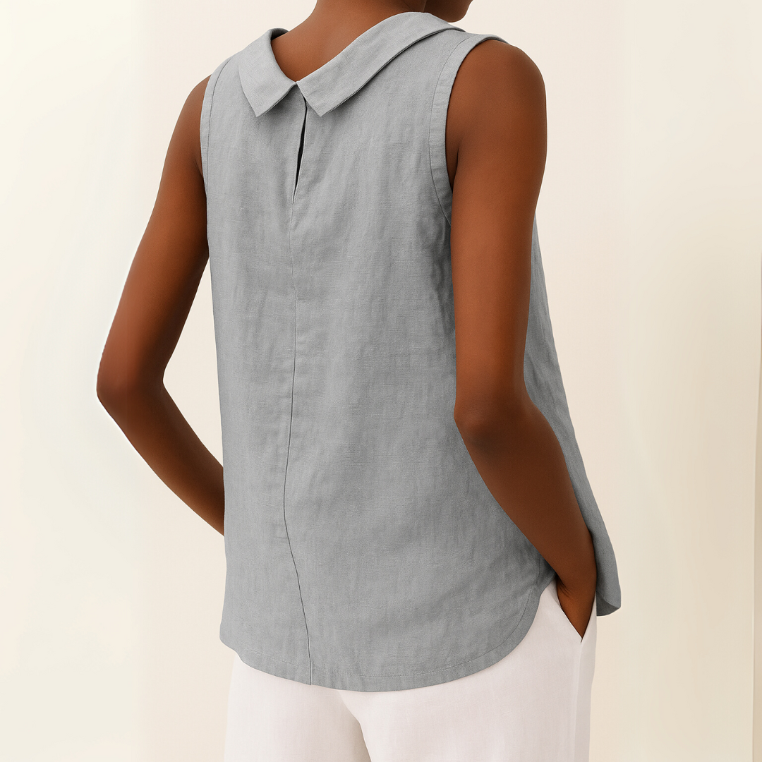 Women's Sleeveless Top with Roll Neckline and Relaxed Fit - 3
