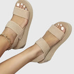 Women's Sandals with Ankle Strap and Platform Sole - 8