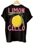 Women's Lemon Print T-Shirt with Back Graphic - Black