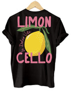 Women's Lemon Print T-Shirt with Back Graphic - Black