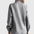 Women's Long Sleeve Blouse with Ruffle Trim and Button Front - 8