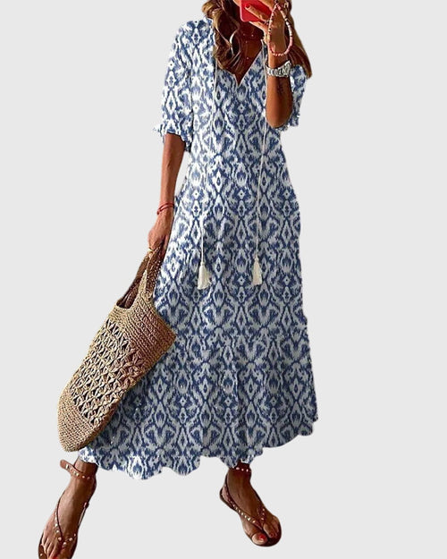 Amalia | Boho Vintage Summer Dress - Blue