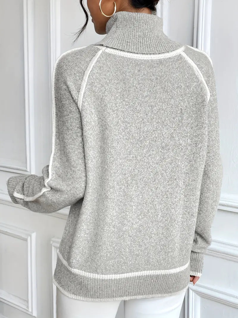 Women's Turtleneck Jumper with Long Sleeves - 4