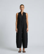 Women's Sleeveless Jumpsuit with Stand Collar and Wide Leg - 2