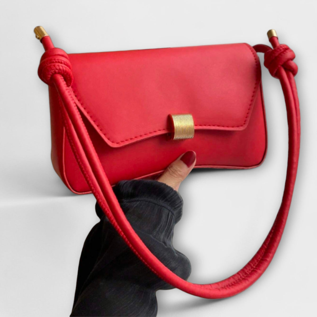 Women's Shoulder Bag with Structured Flap and Slim Strap - 2