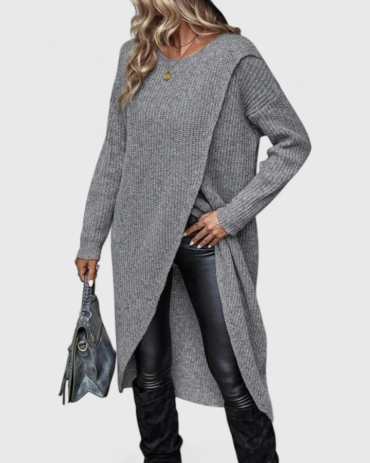 Women's Jumper Dress Long Sleeve with Wrap Front Hem - 5