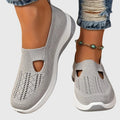 Women's Slip-On Walking Trainers with Cut-Out Detail - Grey