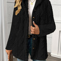 Women's Textured Button-Front Coat Relaxed Fit - Black