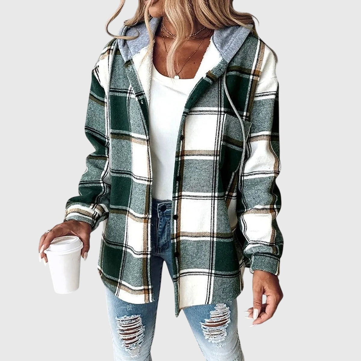 Martina | Women's Mesh Button Placket Jacket - Green