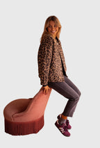 Women's Jacket with Leopard Print and Snap Buttons - 8