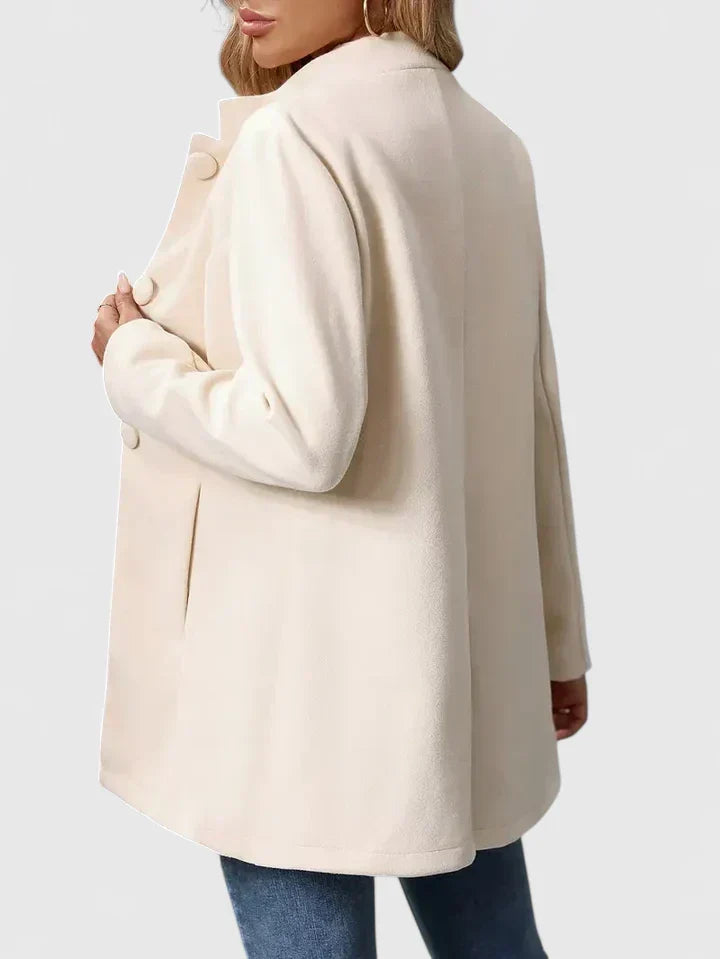 Women's Collarless Jacket with Button Closure and Waist Shaping - 3