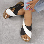 Women's Sandals with Cross-Strap Wedge and Touch-Fasten Strap - 3