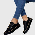 Women's Trainers with Chain Detail and Platform Sole - Black